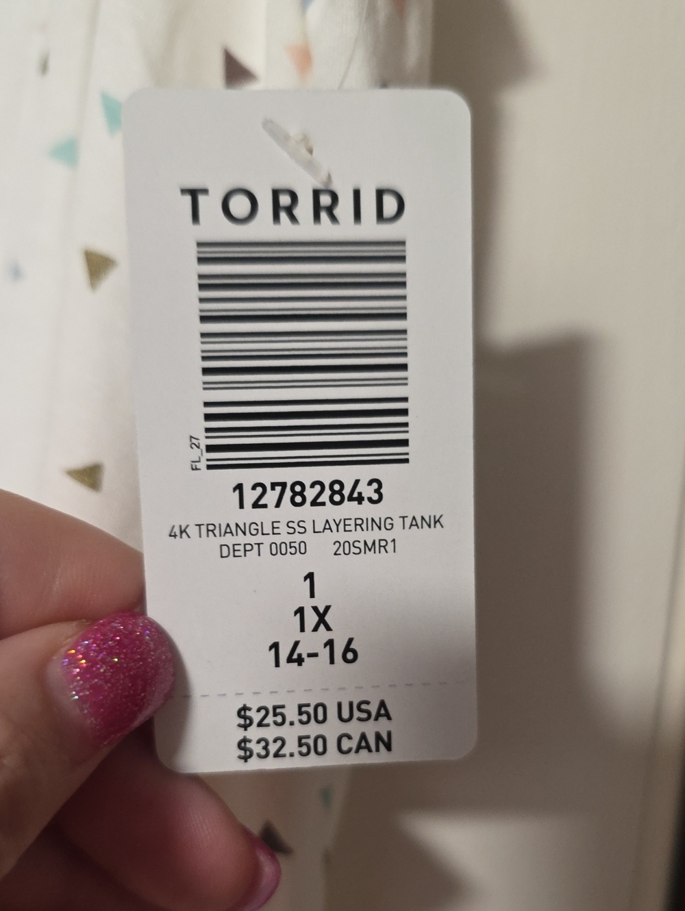NWT Size 1 Torrid White Tank with Multicolor Triangle Print - Picture 3 of 3